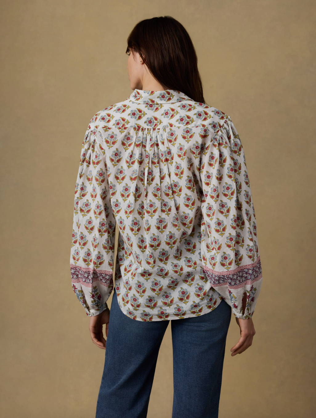 Faherty Suki Blouse - Antique Bouquet - gilt+gossamer