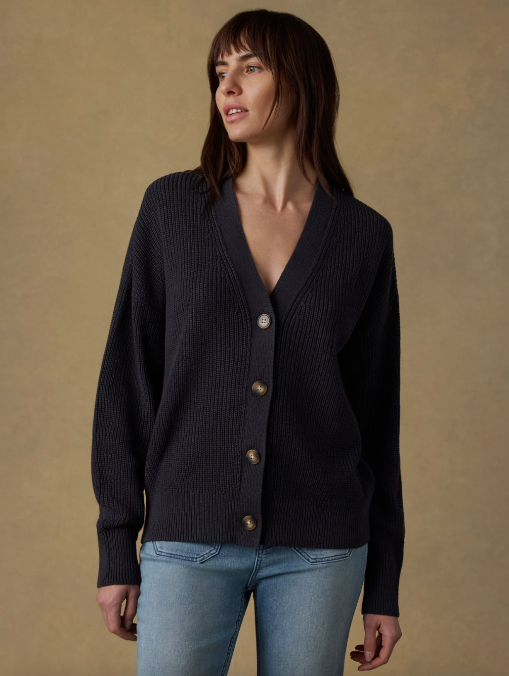 Faherty Miramar Linen Relaxed Cardigan - Washed Black - gilt+gossamer
