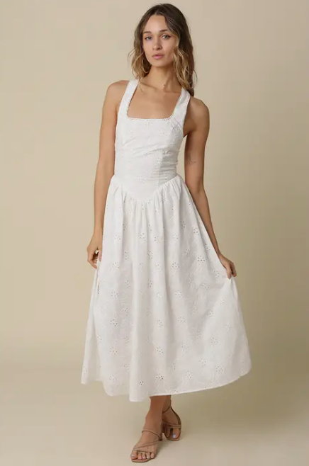 Giana Cross-Back Tie Maxi Dress