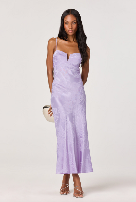 ASTR The Label Tyla Satin Bias-Cut Maxi Dress