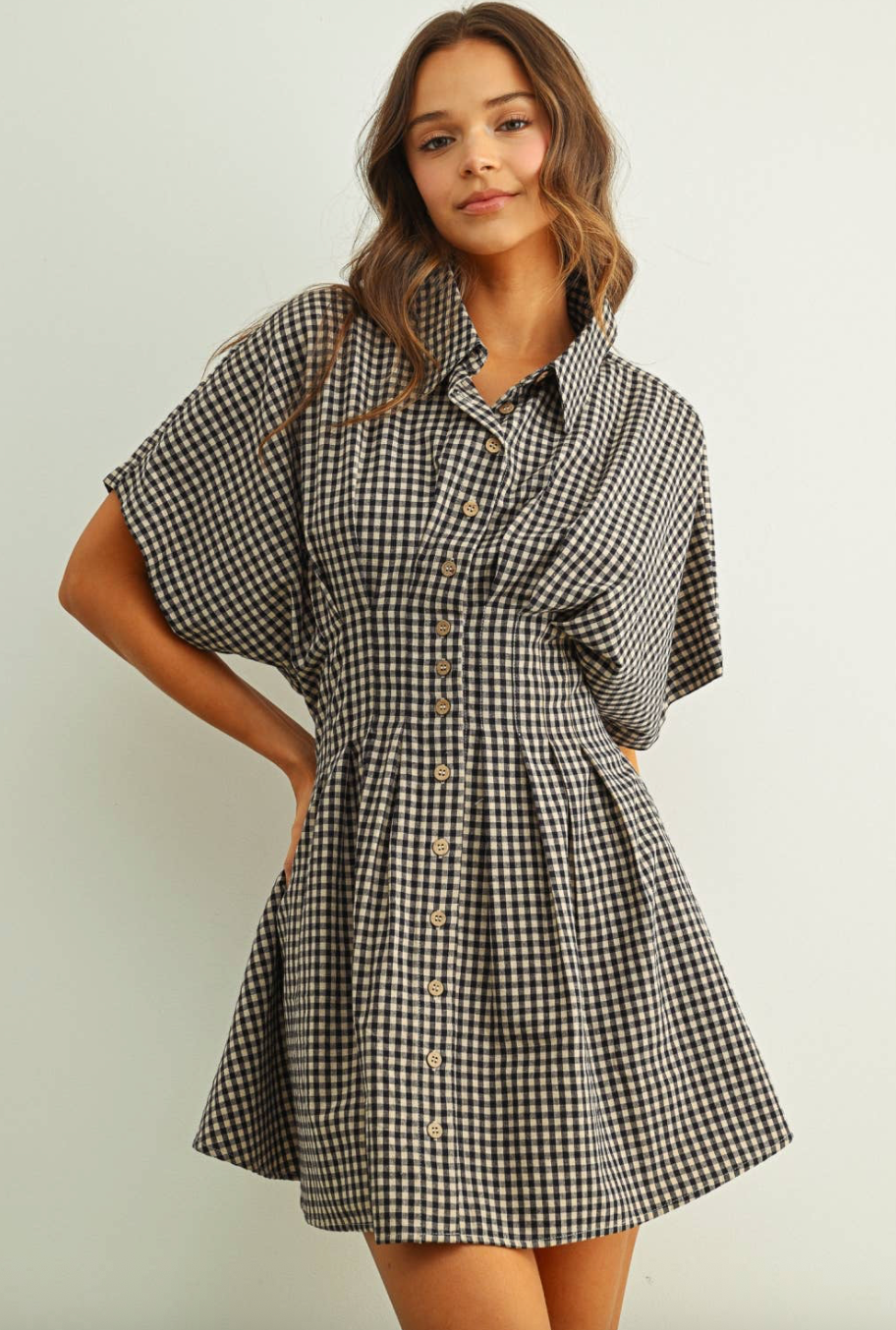 Gina Gingham Patterned Shirt Dress - gilt+gossamer