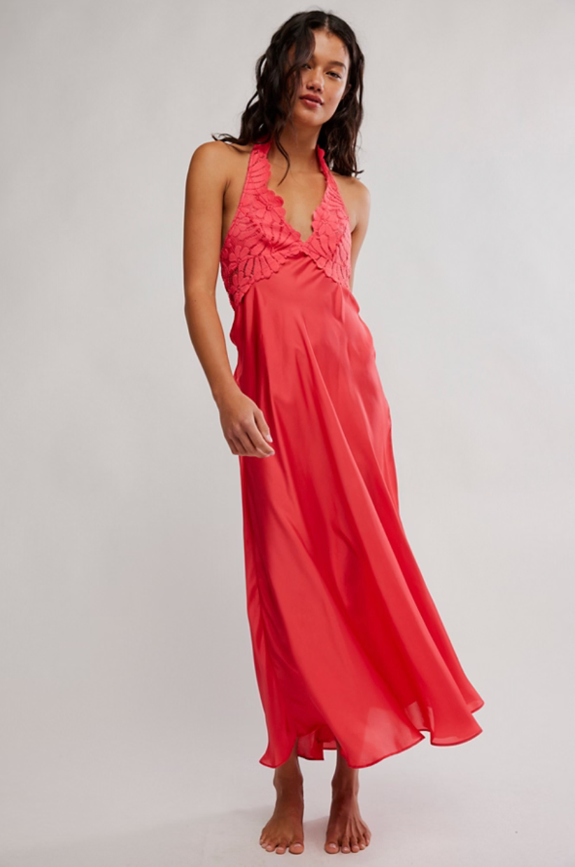 Free People Petal Party Midi Slip - Tart Berry - gilt+gossamer