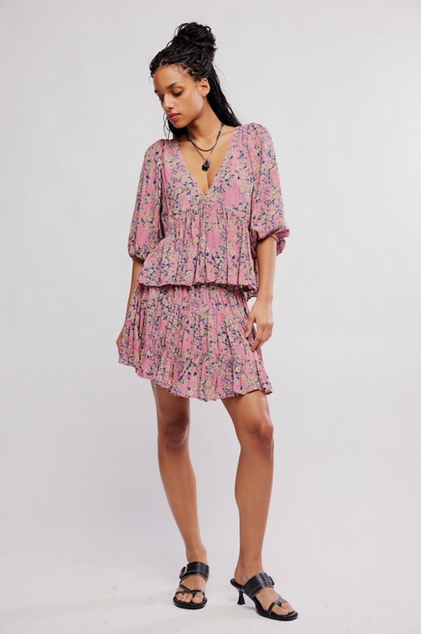 Free People Perishing Printed Set - Pink Combo - gilt+gossamer