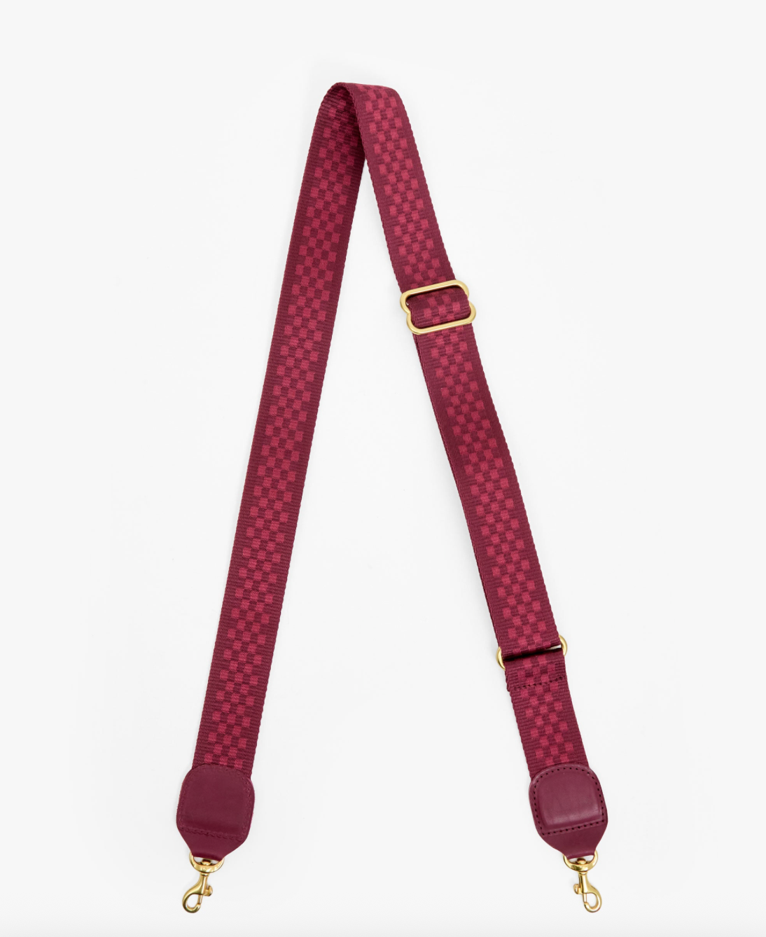 Clare V. Adjustable Crossbody Strap - Plummy Checkered - gilt+gossamer