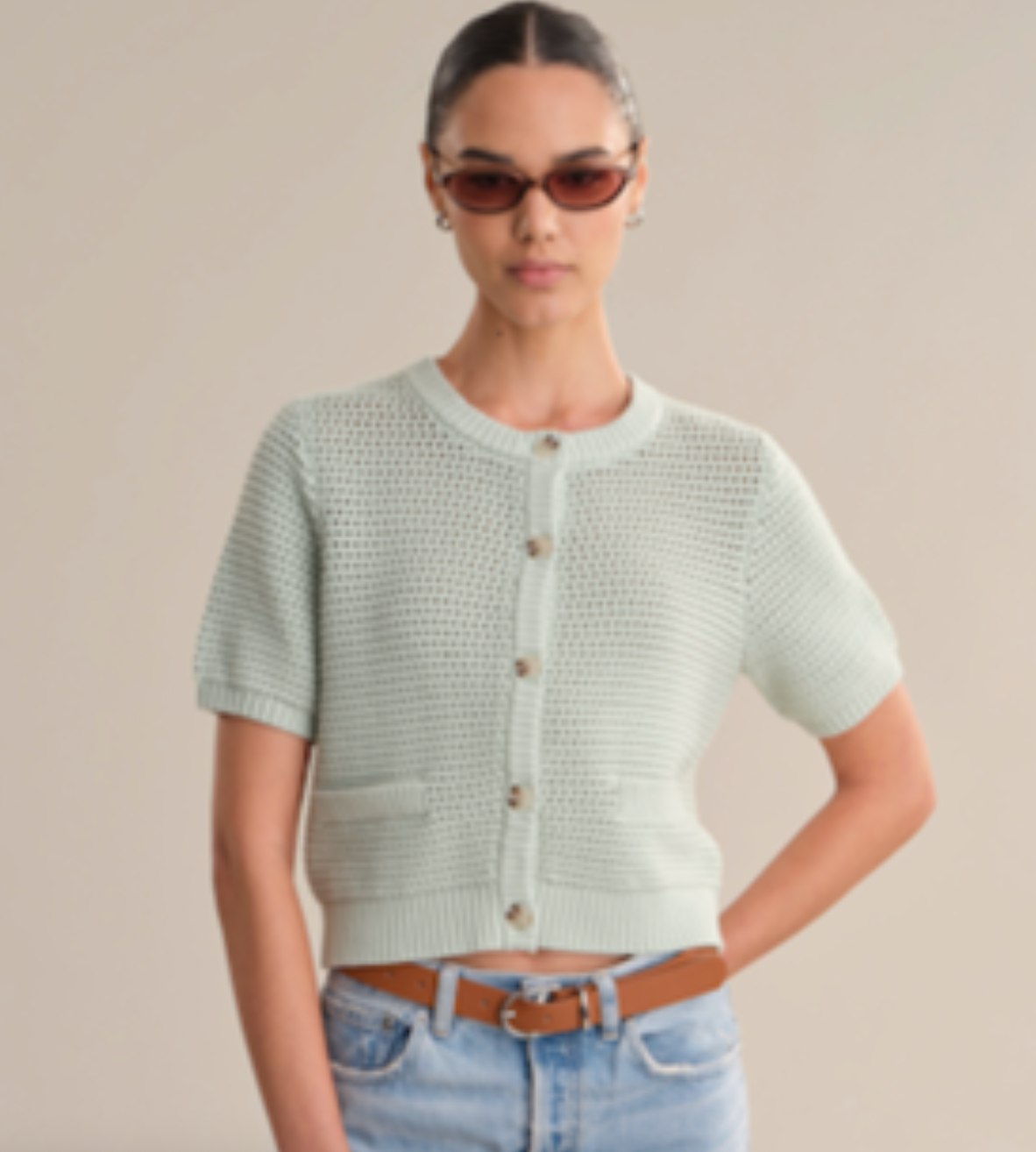 525 America Marie Pocket Front Cardigan - Silt Green - gilt+gossamer