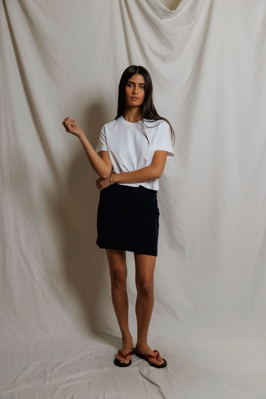 Perfect White Tee Emery Skirt - Navy - gilt+gossamer