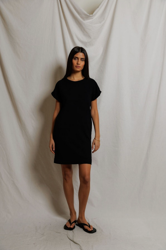 Perfect White Tee Laurie Short Sleeve Dress - Navy - gilt+gossamer