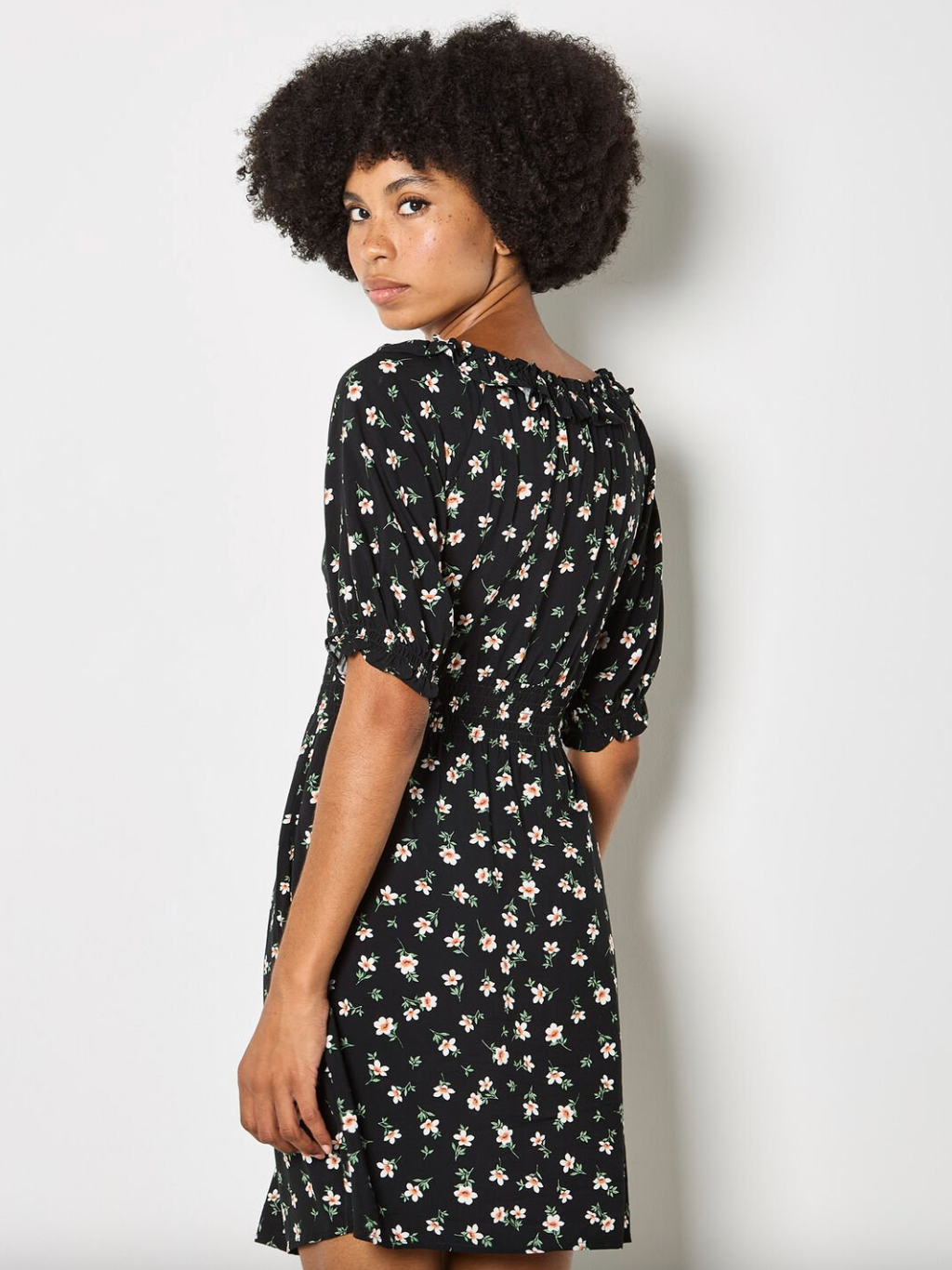 Apricot Floral Ruffle Milkmaid Mini Dress - gilt+gossamer