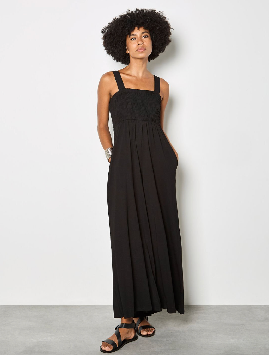Apricot Smoked Easy Jersey Slub Jumpsuit - gilt+gossamer