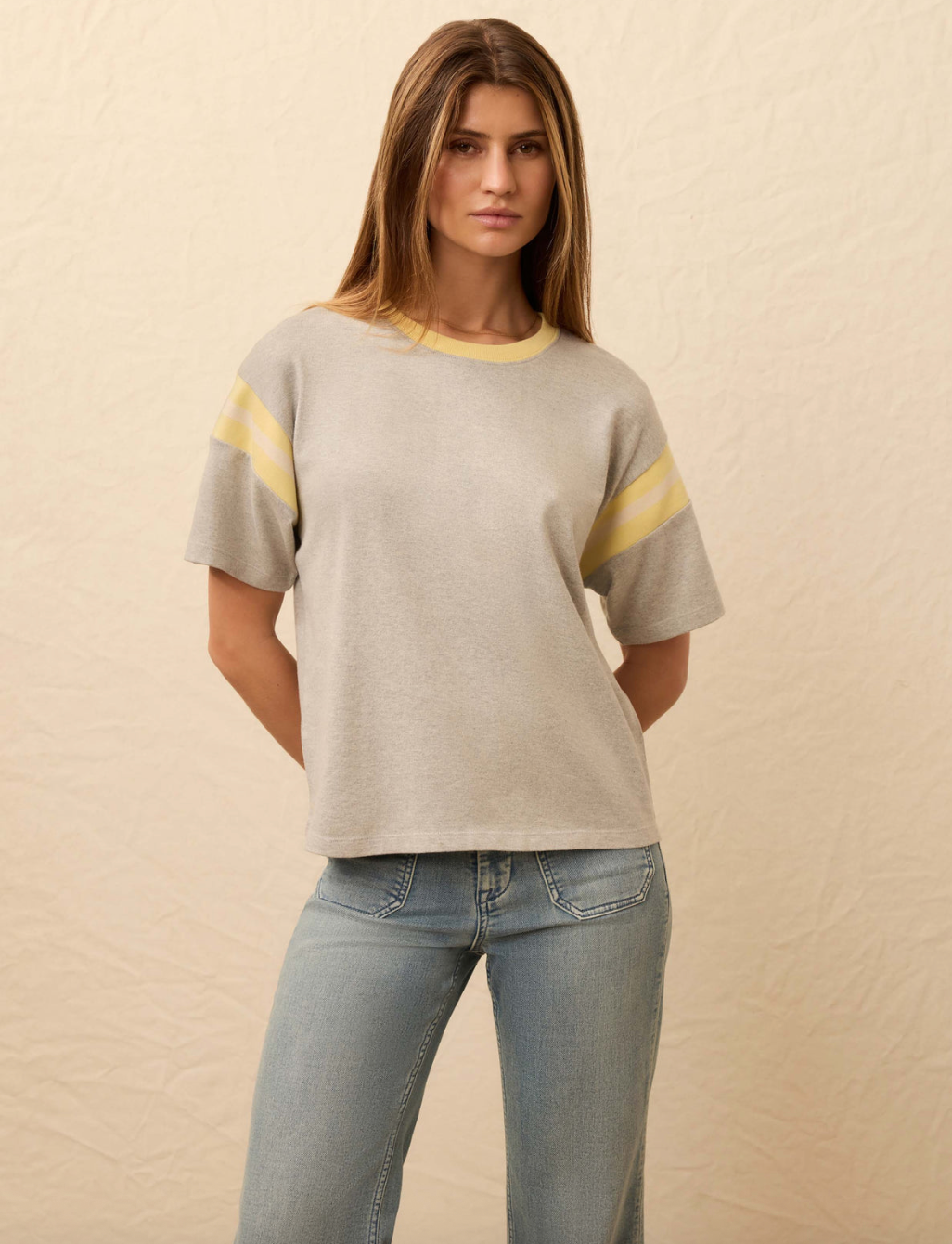 Faherty Sport Jersey Throwback Tee - Spring Grey Varsity - gilt+gossamer
