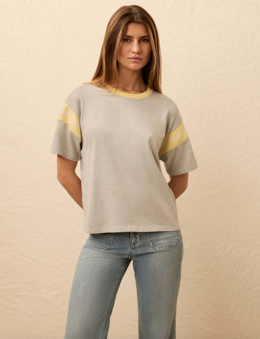 Faherty Sport Jersey Throwback Tee - Spring Grey Varsity - gilt+gossamer
