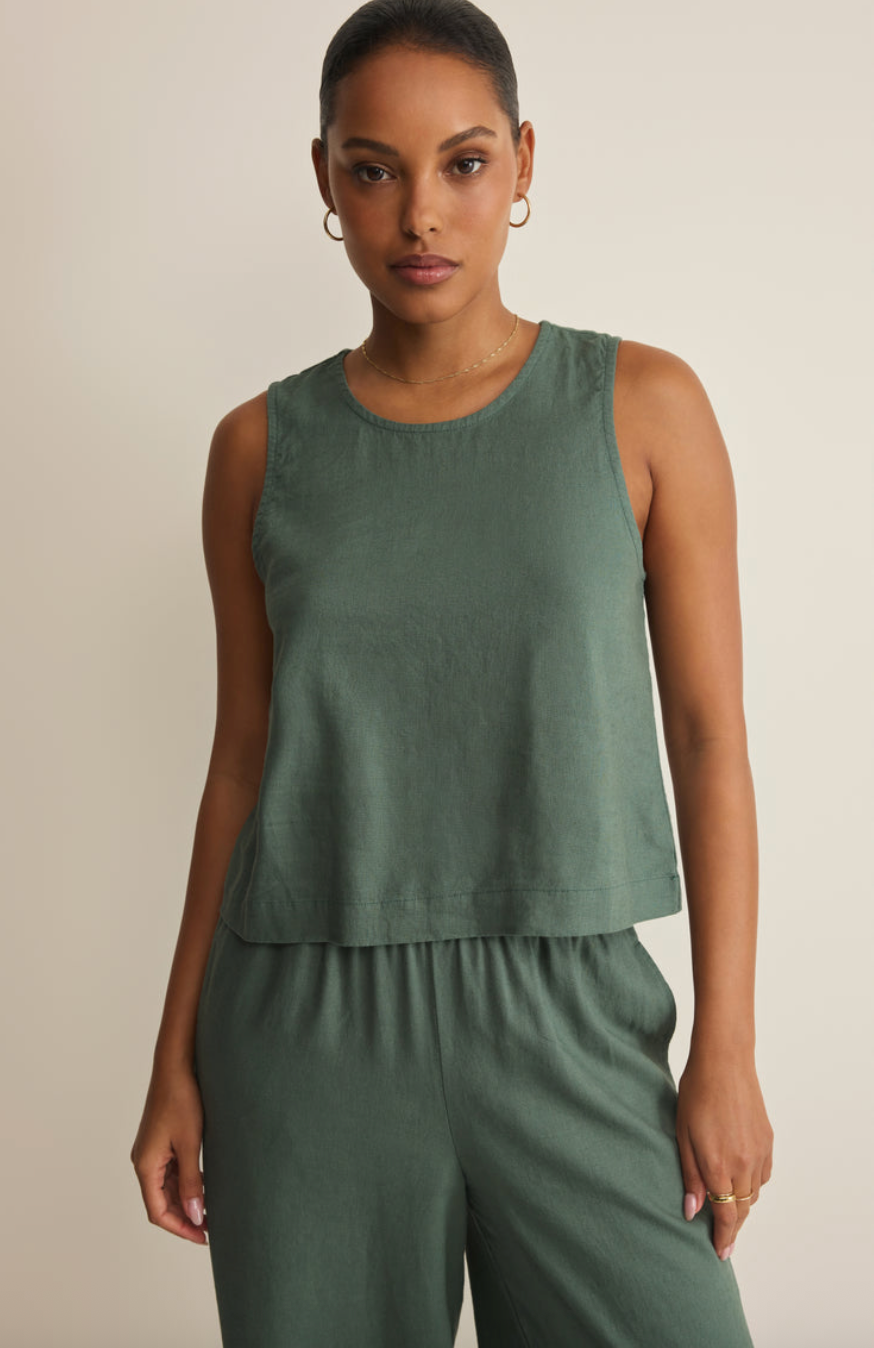 Scout Linen Cropped Tank - Everglade - gilt+gossamer