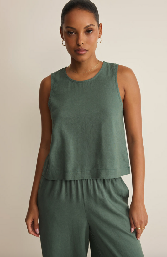 Scout Linen Cropped Tank - Everglade - gilt+gossamer