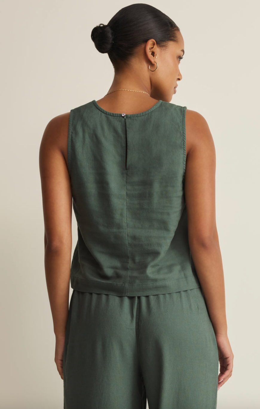 Scout Linen Cropped Tank - Everglade - gilt+gossamer