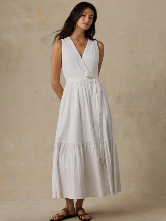 Faherty Dune Cotton Gauze Wrap Dress - White