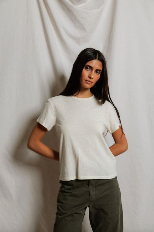 Perfect White Tee Vivian Hemp Cotton Crewneck Tee - gilt+gossamer