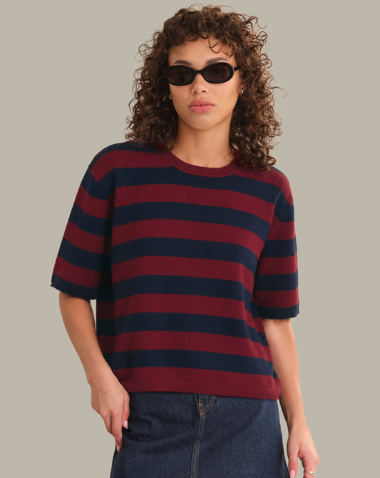 525 America Collette Boxy Tee - Cherry/Navy