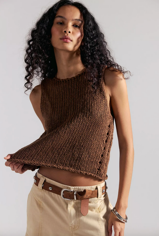 Free People Opal Knit Tank - Chicory Coffee - gilt+gossamer