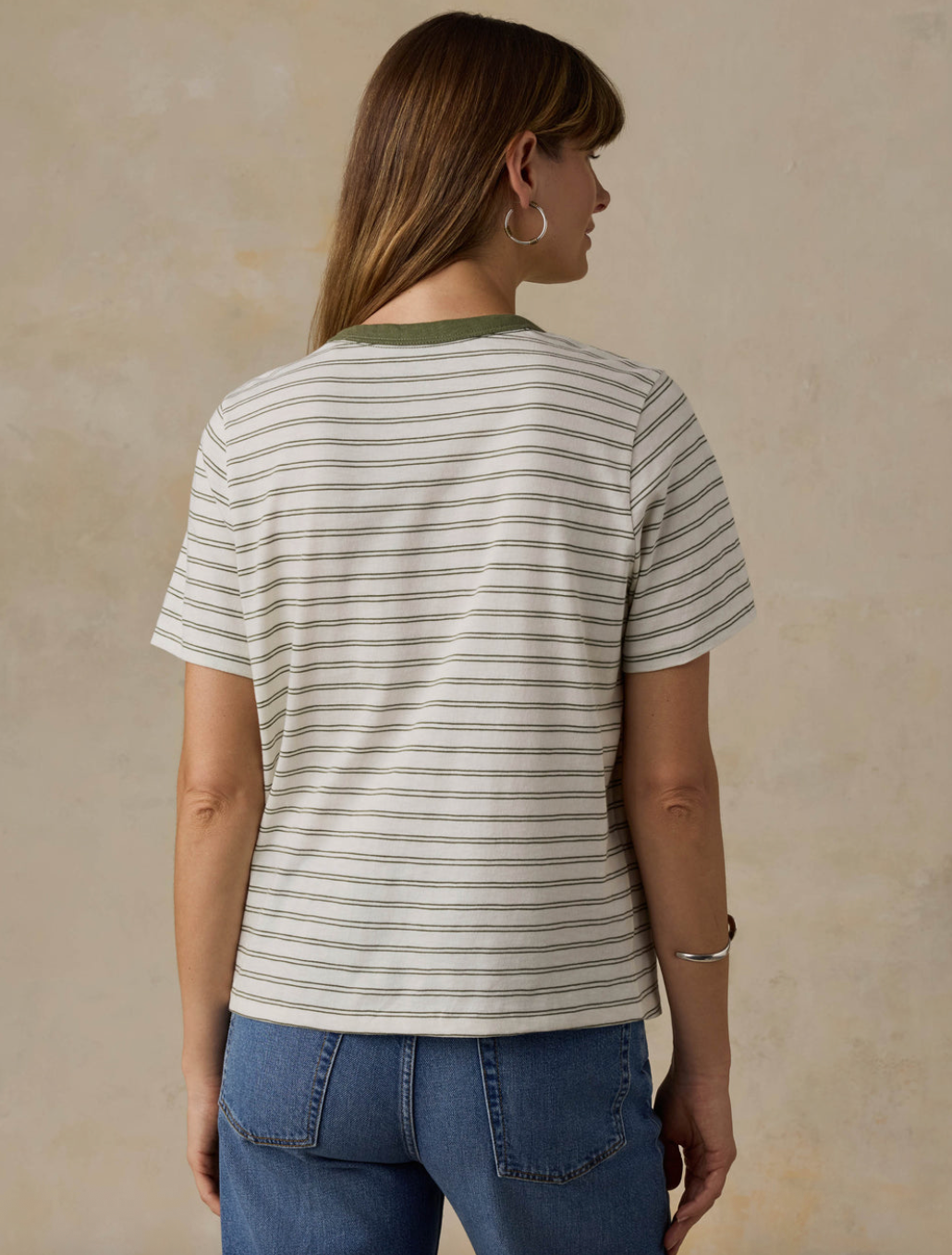 Faherty Sunwashed Regenerative Tee - Four Leaf Clover Mini Stripe