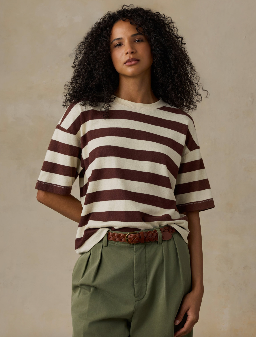 Faherty Hemp Blend Vintage Tee - Espresso Stripe