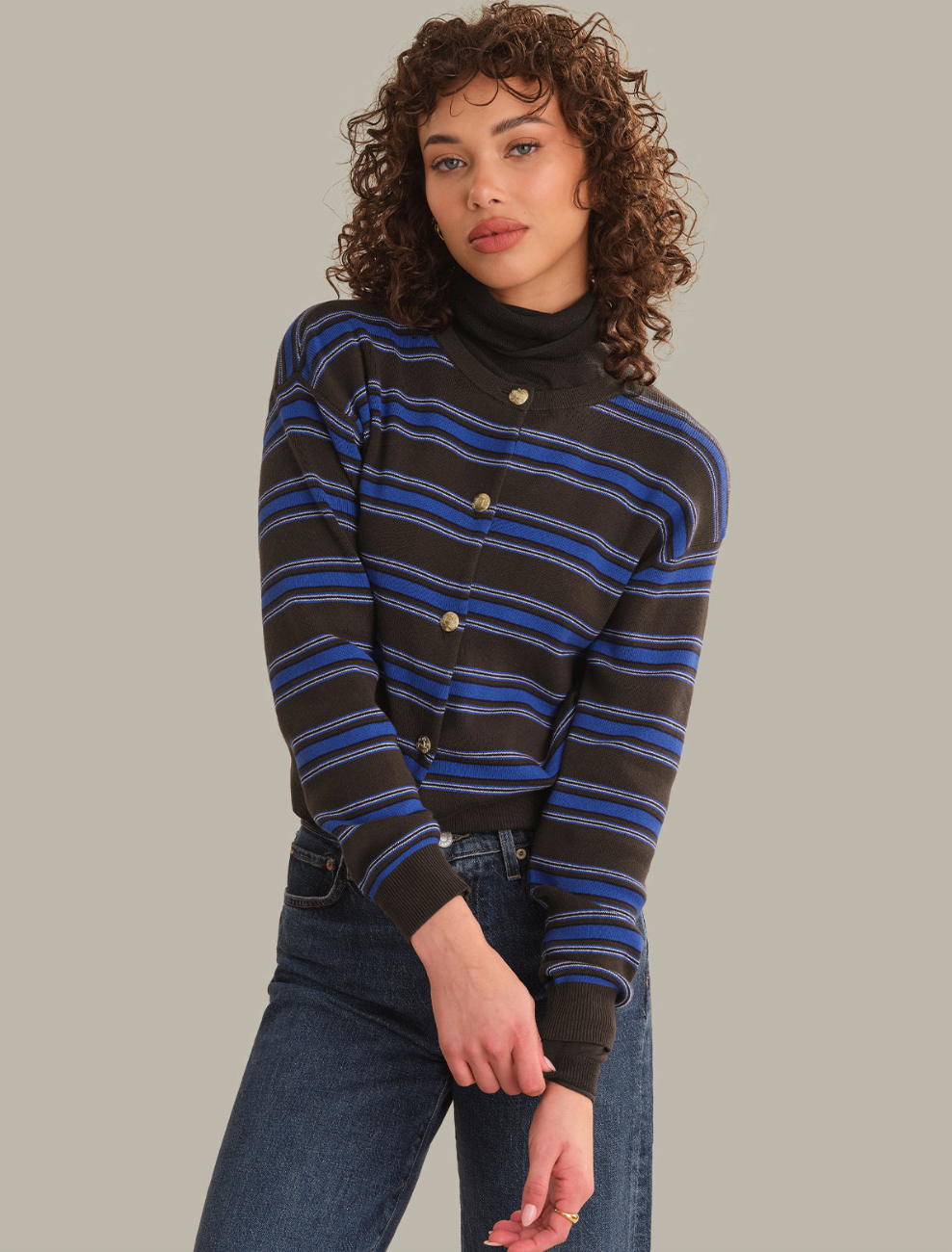 525 America Tove Crew-neck Stripe Cardigan