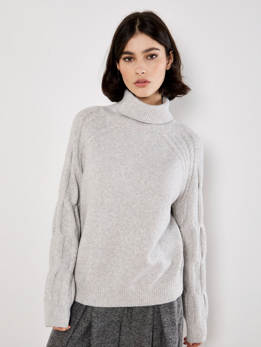 Apricot Melange Roll Neck Sweater - gilt+gossamer