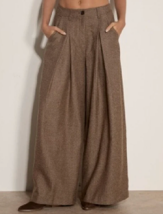Apricot Inverted Pleat Wide Tailored Trousers - gilt+gossamer