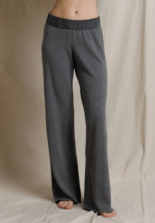 Perfect White Tee Marley Fleece Wide-Leg Pant - Dark Heather Grey - gilt+gossamer