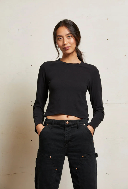 Perfect White Tee Lisa Long Sleeve - True Black - gilt+gossamer