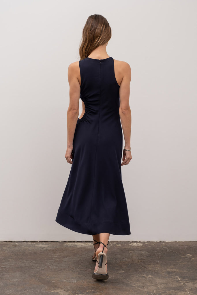 Moon River Emmy Navy Side Cut-Out Midi Dress - gilt+gossamer